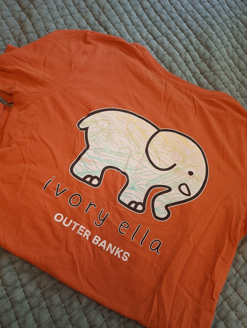 ivory ella Orange Graphic Tee with Ivory Elephant